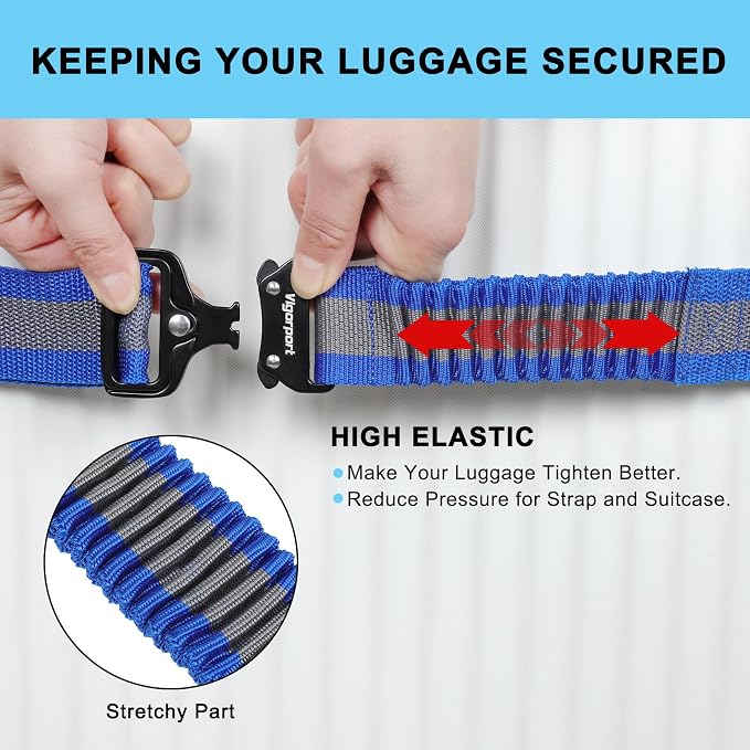 Vigorport Luggage Straps for Suitcases 2 Pack, Heavy Duty Metal Buckle Luggage - Image 2