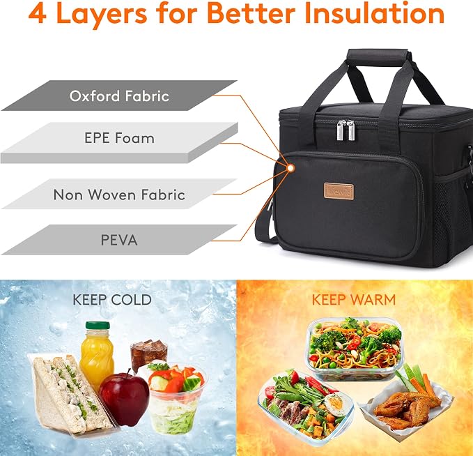 Lifewit Large Lunch Bag Insulated Lunch Box Soft Cooler Cooling Tote - Image 2