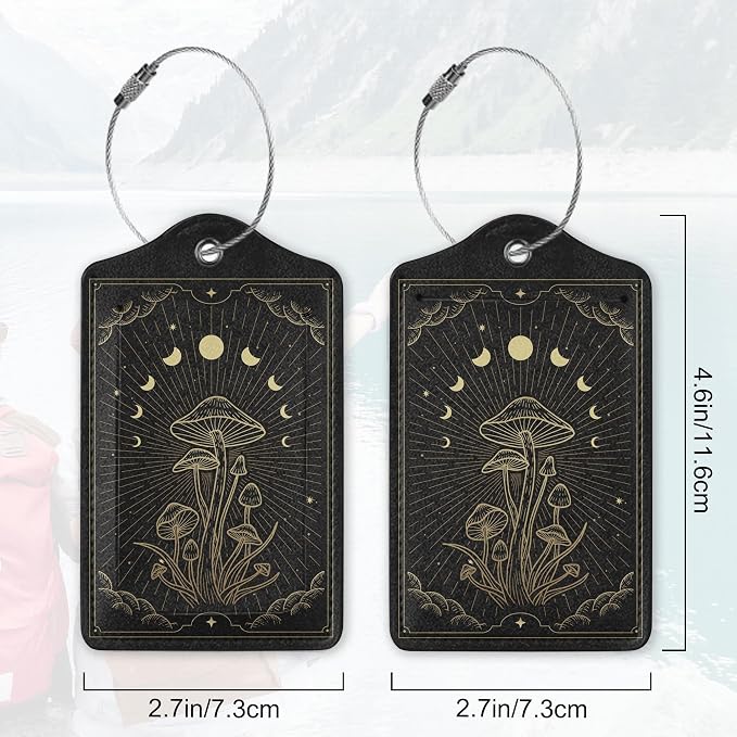 Zodiac Moon Phase Luggage Tag for Suitcase, Mushroom Luggage Tag - Image 2