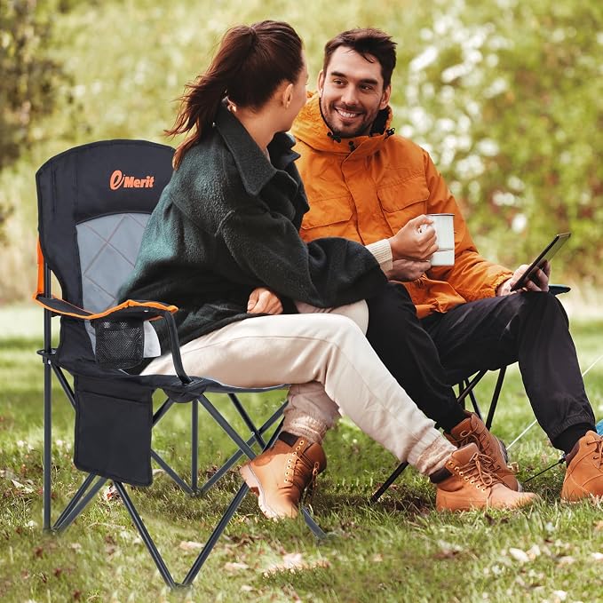 EMERIT Oversized Padded Camping Chair, 350LB Heavy Duty Quad Fold Chair - Image 2