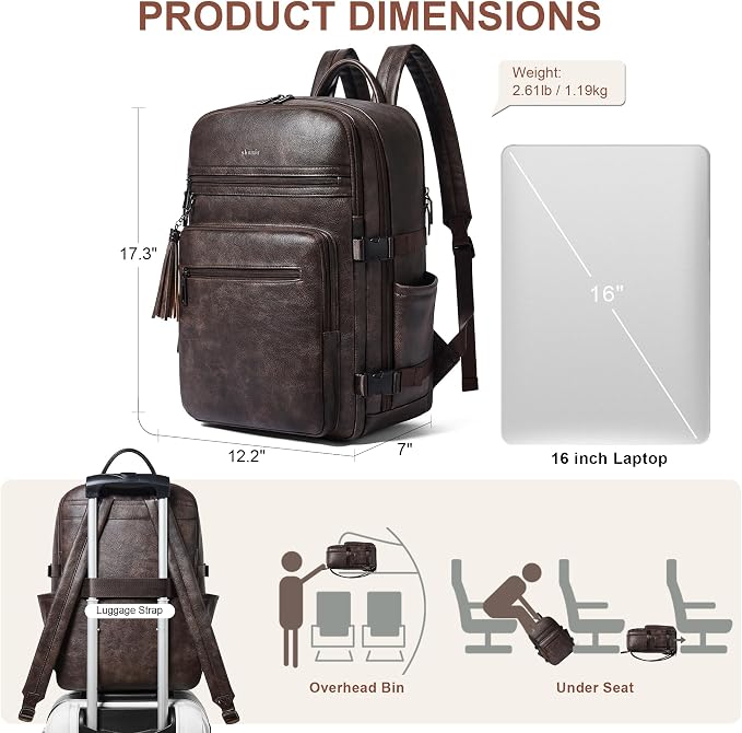 Shrrie Laptop Backpack for Women, Vegan Leather Backpack Work Computer - Image 5
