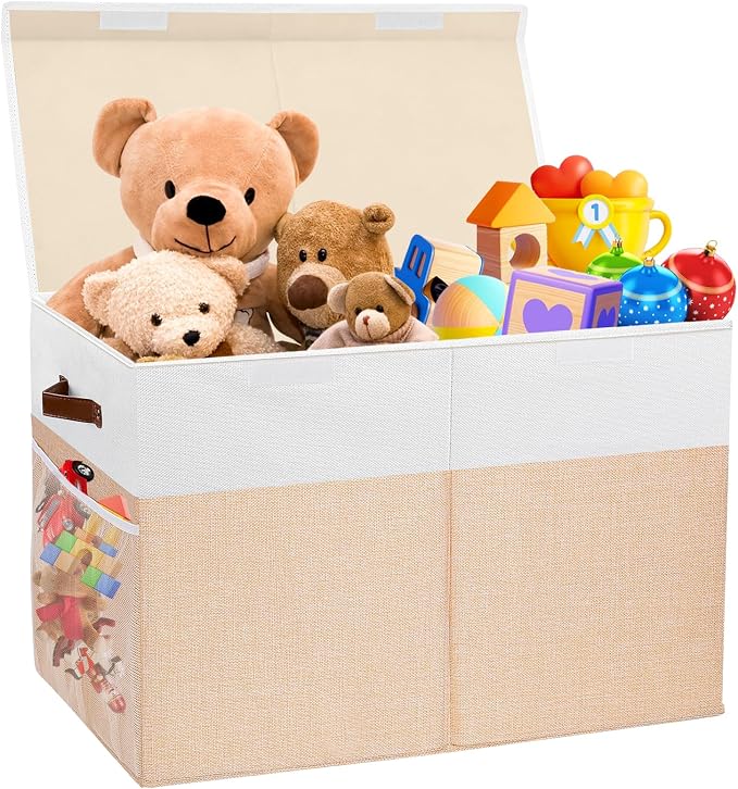 Large Toy Storage Box with Lid, Collapsible Sturdy Toys Storage Organizer Chest by Mabahoo