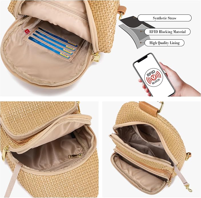 Haytijoe Summer Straw Purse Small Sling Bag RFID Blocking Crossbody Bags - Image 3