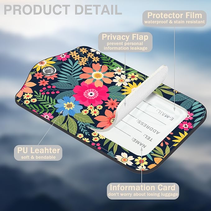 2 Pcs Colorful Flowers and Leaves Luggage Tags - Image 3