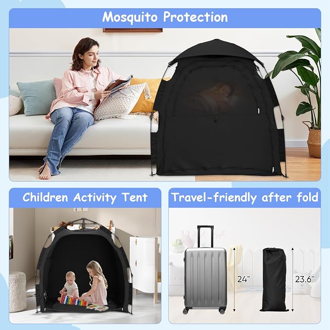 Sleep Tent for Pack N Play, Baby Sleep Tent One-Click Assembly Effective Light - Image 7