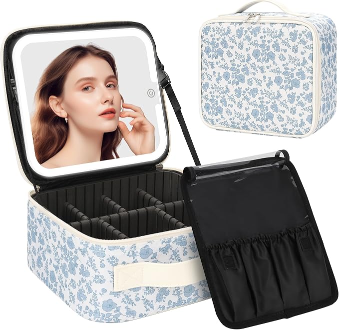 Chomeiu Makeup Bag with LED Mirror, Cute Cosmetic Bags Birthday Gifts by Chomeiu