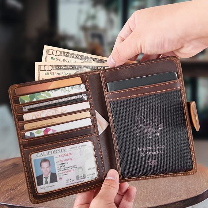 Polare Luxury RFID Blocking Leather Passport Holder Travel Wallet - Image 5