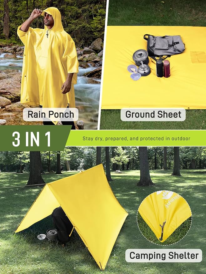 SaphiRose Extra Thick Hooded Rain Poncho Double Layer Waterproof Raincoat Jacket - Image 2