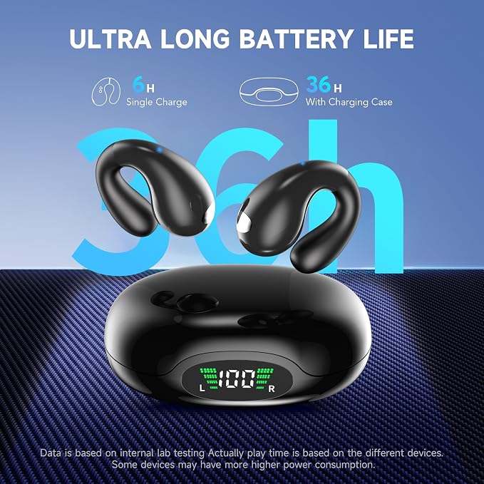 Open Ear Earbuds Wireless Bluetooth 6.1 Earphones, Flexible Clip On Ear buds - Image 8