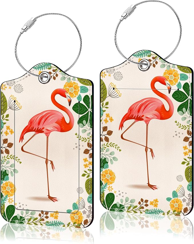 2 Pack Luggage Tag for Suitcase, Cute Unique Leather Suitcase Tags Identifiers by COWDIY