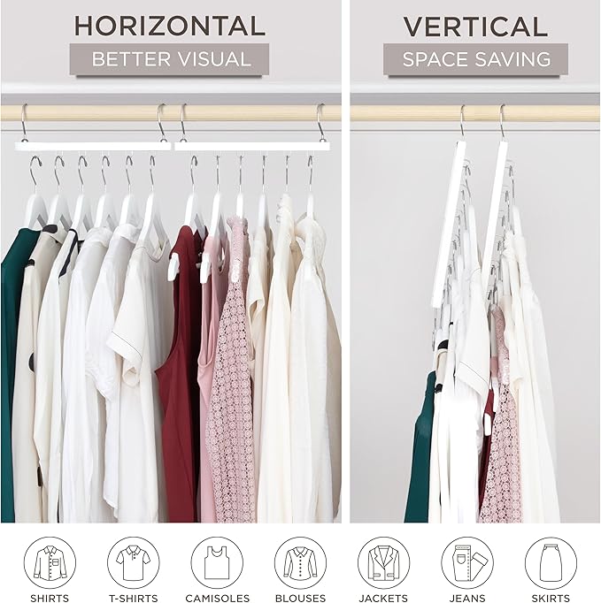 MORALVE Space Saving Hangers for Closet – 4 Pack European Beechwood 6-Tier - Image 4