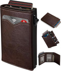 Wallet for Men, with Cash Pocket 2 ID Window 9-13 Cards, Metal Case Smart Slim by Miyozi