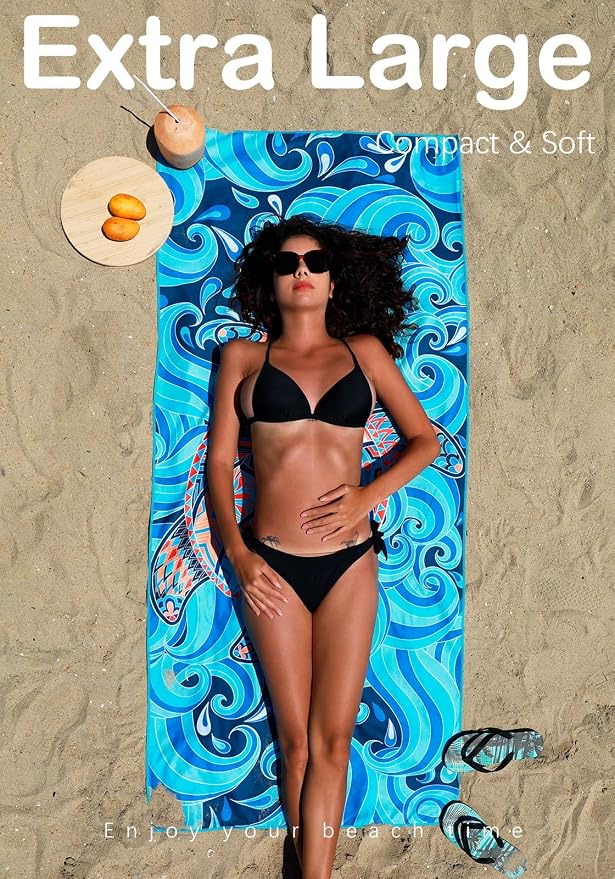 4 Pack Microfiber Lightweight Beach Towel Sand Free Quick Dry Absorbent Thin - Image 3