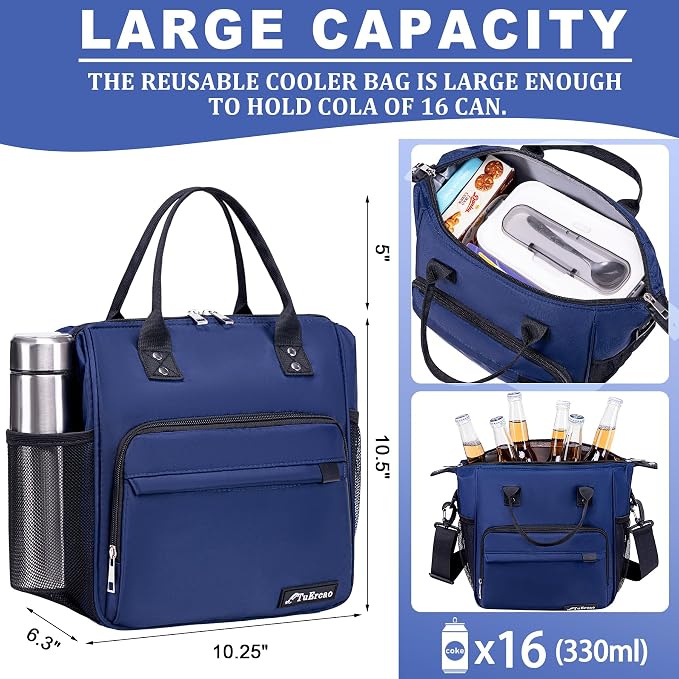 TuErCao Bule Lunch Box for Women Insulated Lunch Bag for Female Adult for Work - Image 3