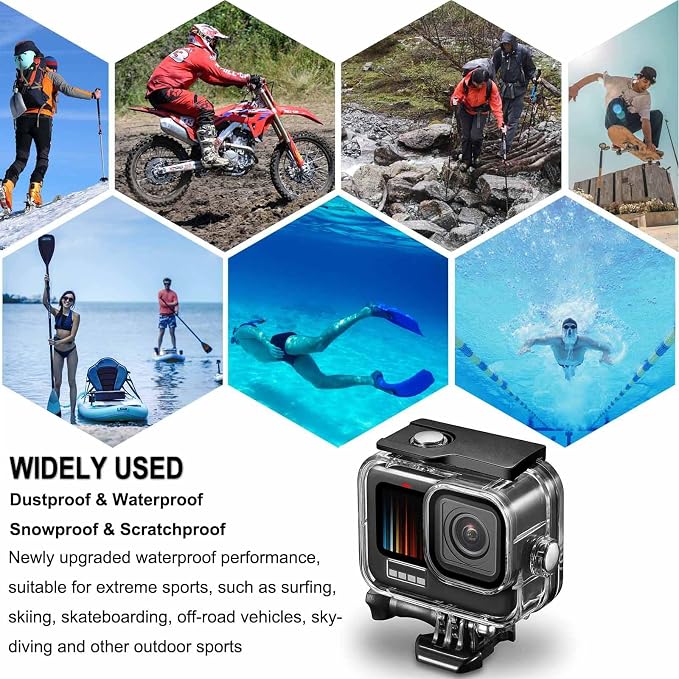 Compatible for Go Pro Hero 13 12 11 10 9 Black Waterproof Housing Case - Image 7