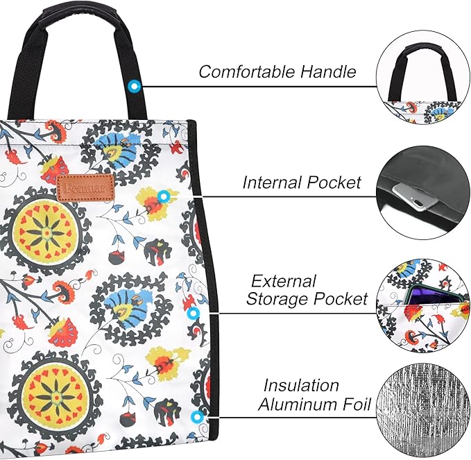 Lunch Bags for Women Insulated Reusable Lunch Tote - Image 3