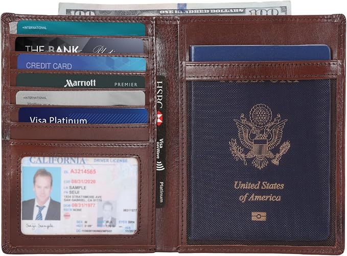 Polare Luxury RFID Blocking Leather Passport Holder Travel Wallet - Image 2