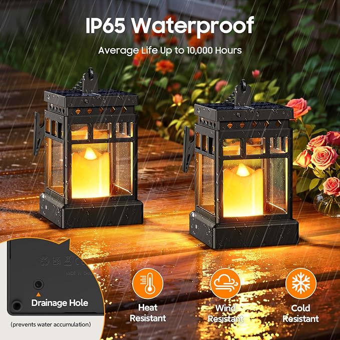 KOOPER Solar Lanterns Outdoor Waterproof, 2 Modes Hanging Solar Lantern - Image 3