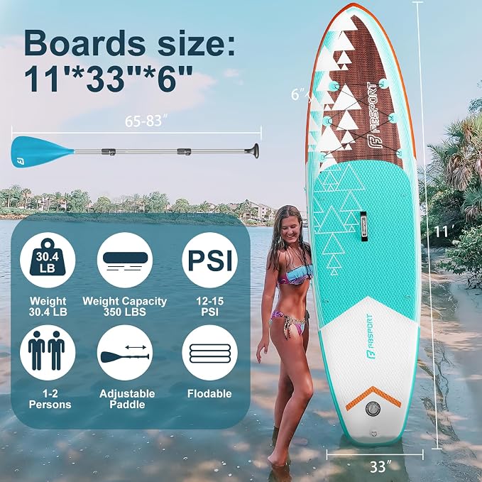 FBSPORT 11' Premium Stand Up Paddle Board, Yoga Board - Image 2