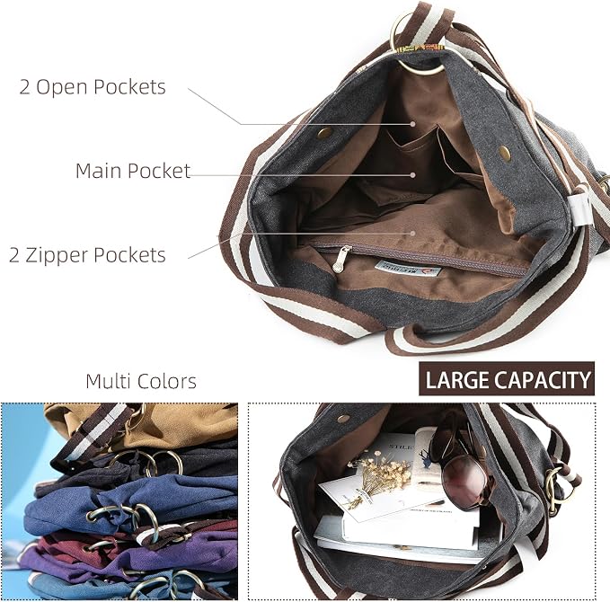 Goodhan WomCanvas Backpack Daypack Casual Shoulder Bag, Vintage Heavy-duty - Image 5