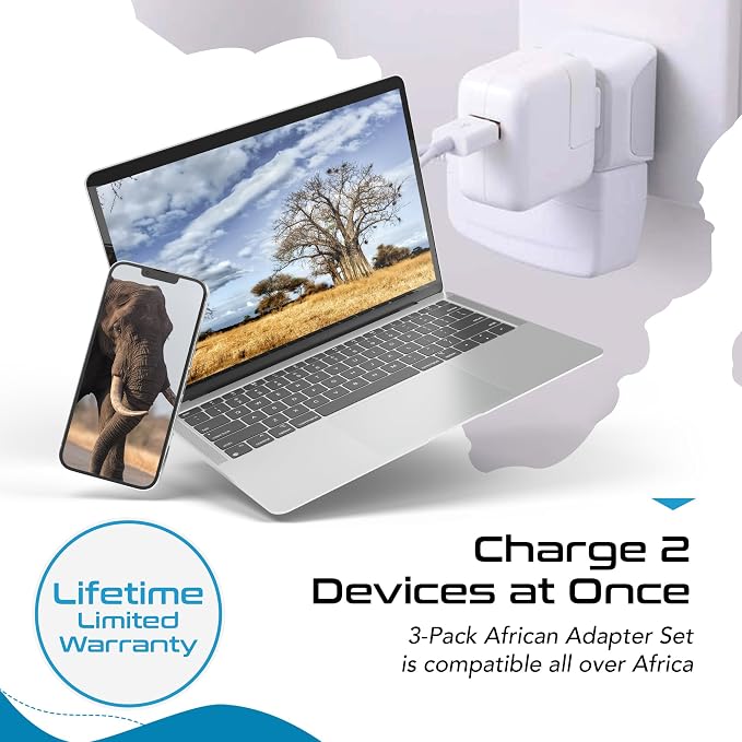 Ceptics African Travel Adapter Set 2 in 1 USA to Africa, S. Africa, Uganda - Image 4