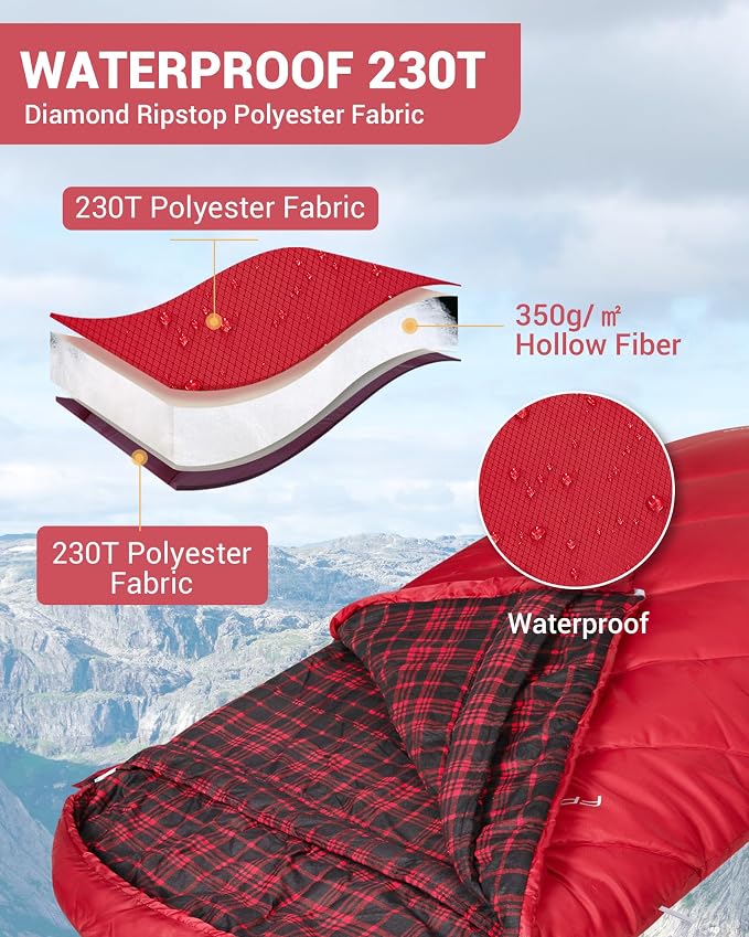 KingCamp Sleeping Bag for Adults, Cold Weather & Warm Extra Wide Big & Tall XL - Image 3