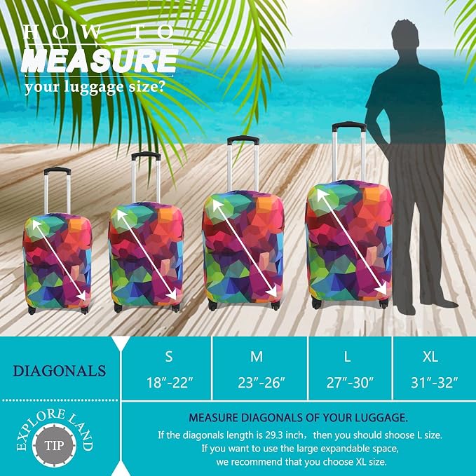 Explore Land Travel Luggage Cover Suitcase Protector Fits 23-26 Inch Case - Image 5