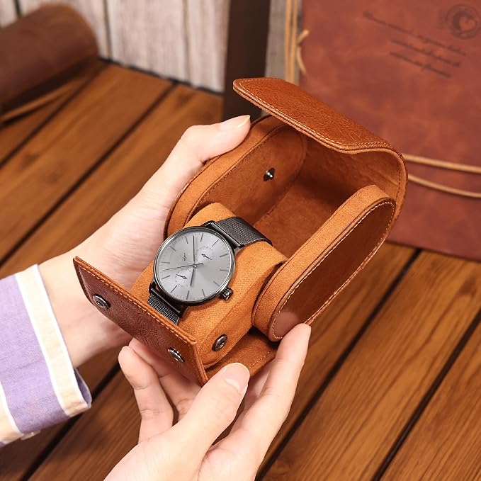 JOYIR Single Watch Roll for Travel | Genuine Leather Watch Pouch Case - Image 2