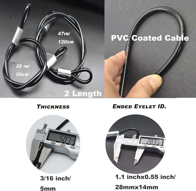 4 pcs 47 inch 5mm Thickness Vinyl Cover Coated Galvanized Steel Wire Cable - Image 2
