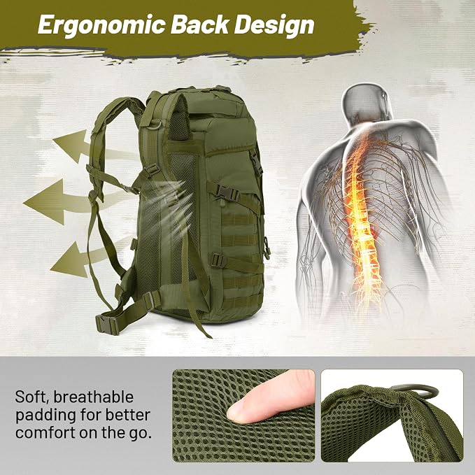 50L Tactical Backpack for Men and Women, Water-Resistant Molle Rucksack - Image 4