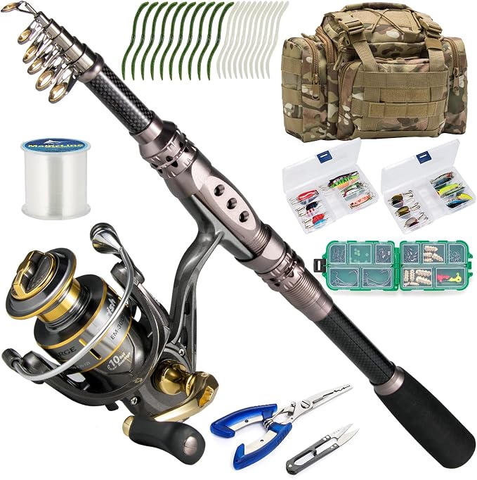 Dr.Fish Fishing Rod and Reel Combos 125-Pieces Telescopic Spinning Pole Reel by DrFish