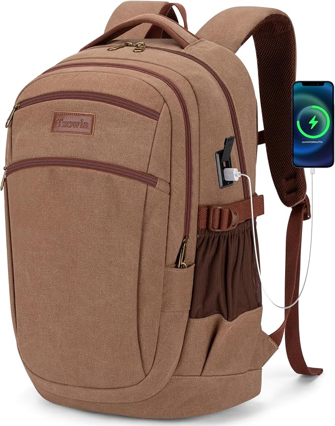 Tzowla Vintage Canvas Laptop Backpack by Tzowla