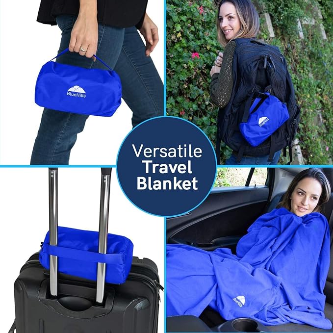 BlueHills Ultra Compact Travel Blanket 2 Pack Large Soft Cozy Portable Blanket - Image 2