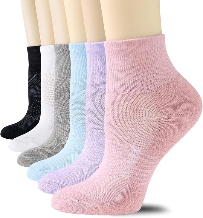 CS CELERSPORT 6 Pairs Women's Running Ankle Socks Athletic Sport Socks Cushioned by CSCELERSPORT