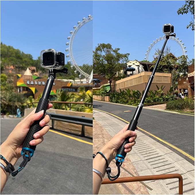 28” Extension Selfie Stick Compact Handle Grip Adjustable Pole Waterproof - Image 5
