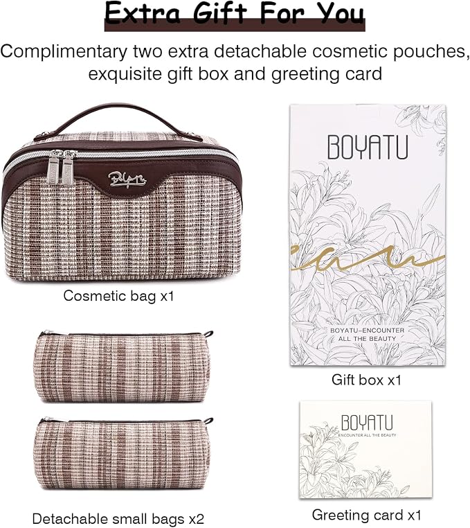 Travel Makeup Bag for Women: Large Capacity Open Flat Make up Bag Set of 3 - Image 7