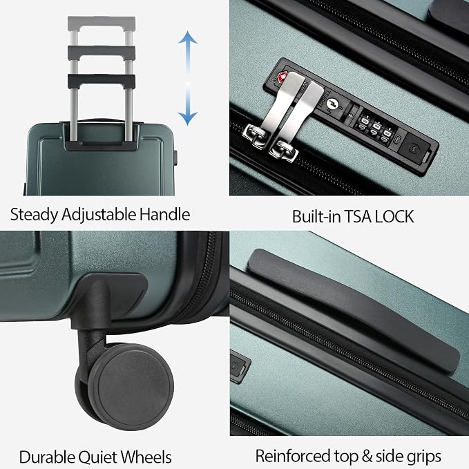 KROSER Carry On Luggage with Spinner Wheels & Built-in TSA Lock, Expandable Top - Image 4