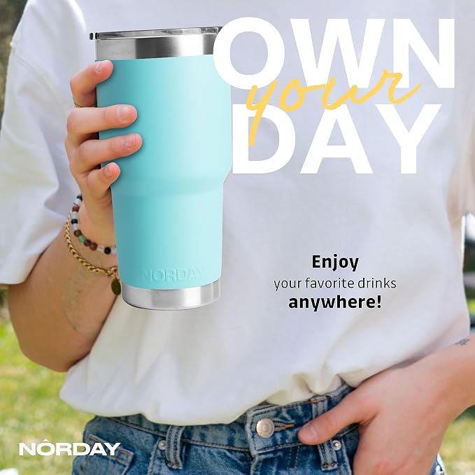 NORDAY | Tumbler with Lid - 30oz - Aqua Insulated Tumbler - Stainless Steel - Image 5