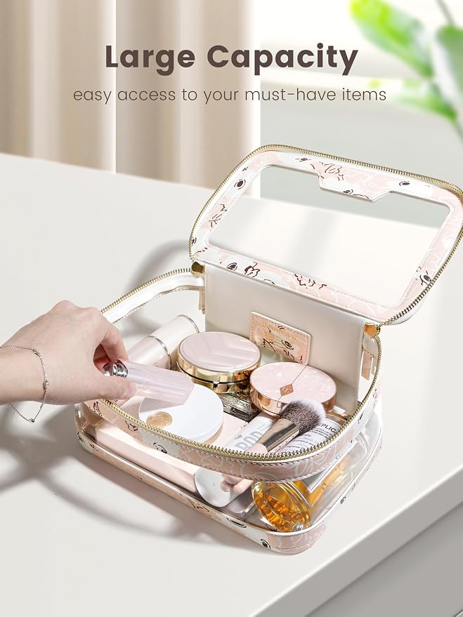 ROWNYEON Clear Makeup Case Toiletry Bag Multipurpose Travel Makeup Train Case - Image 5