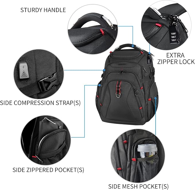 KROSER Travel Laptop Backpack 17.3 Inch XL Computer Backpack - Image 4