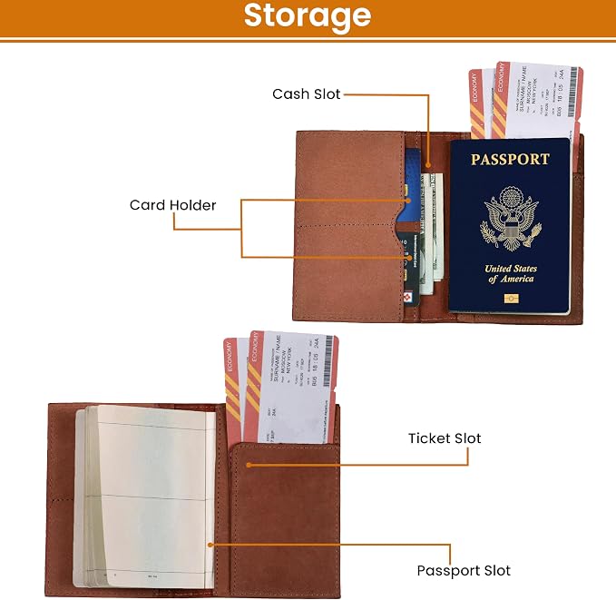 LEATHER VILLAGE Leather Passport Holder Cover – Travel Wallet - Image 2