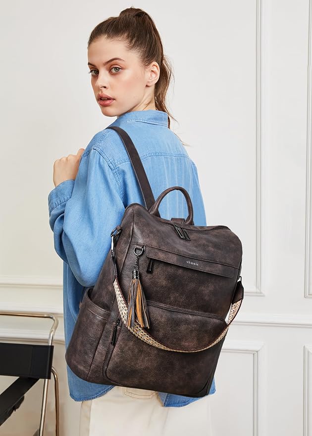 Shrrie Vegan Leather Laptop Backpack - Image 2