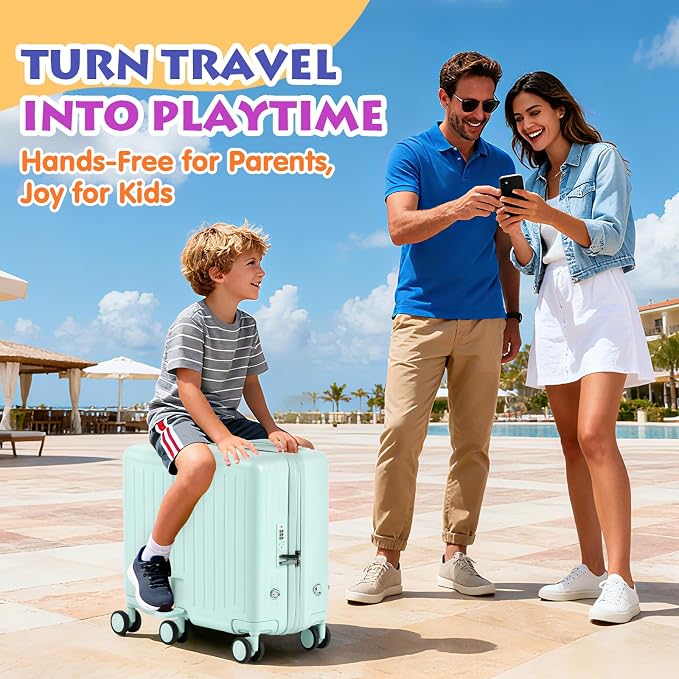 Kids Ride-On Luggage, Foldable Pedal, Hidden Cup Holder & Combination Lock - Image 8