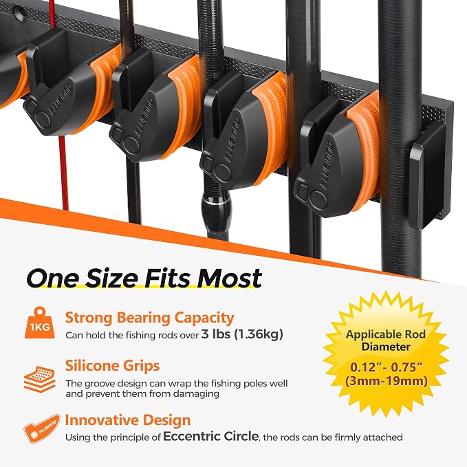 PLUSINNO V9 Vertical Fishing Rod Holders, Wall Mount 4-Pack - Image 4