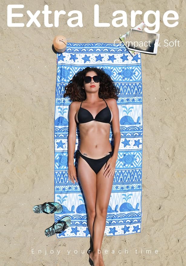 4 Pack Microfiber Lightweight Beach Towel Sand Free Quick Dry Absorbent Thin - Image 3