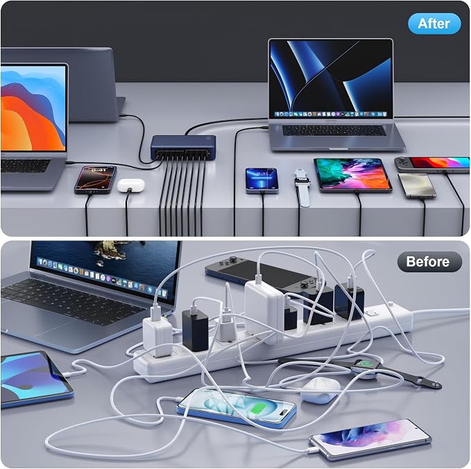 730W USB C Charger Block, 10-Ports GaN V Fast Charging Station Hub, QC4.0+3 PD - Image 5