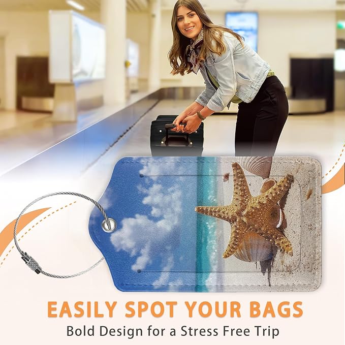 Starfish on Sunny Beach 3 PCS PU Leather Luggage Tags - Image 4