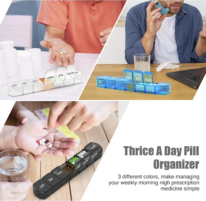 Extra Large Pill Organizer 3 Pack, XL Pill Box 7 Day, Weekly Pill Case - Image 4