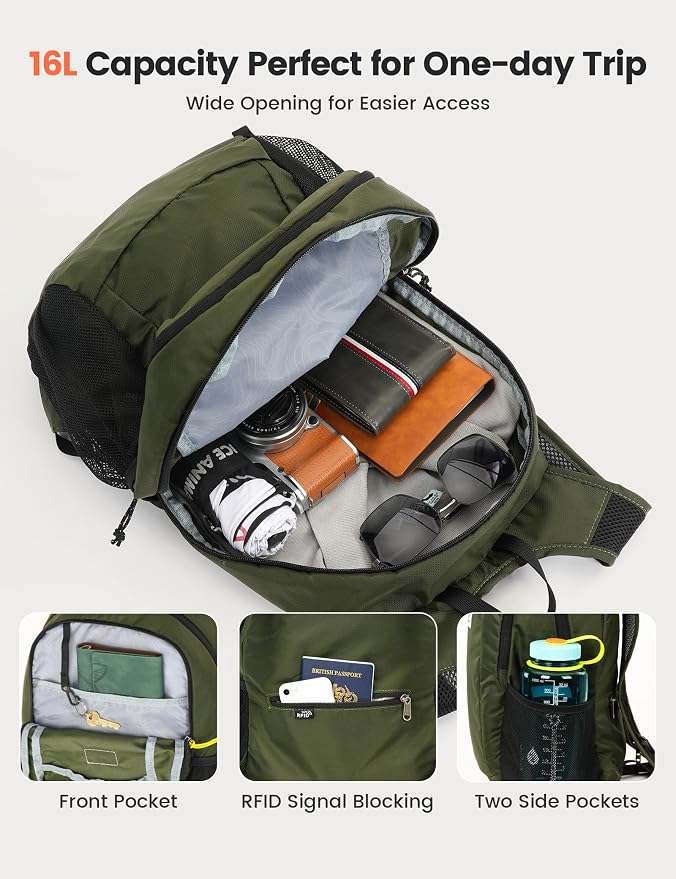 SKYSPER 16L Hiking Backpack Lightweight Small - Image 4