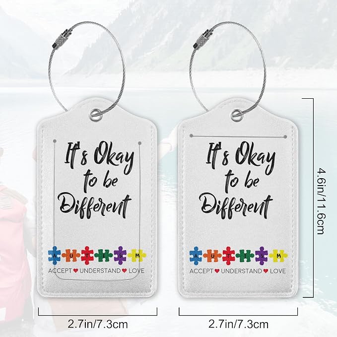 2Pcs Luggage Tag for Suitcase Autism Awareness Cute Suitcase Tag - Image 2